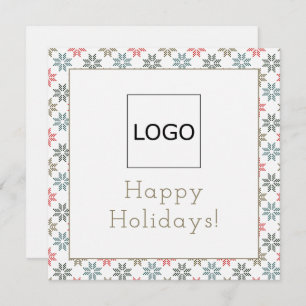 Carte Logo Personnalisé Photo Four Poinsettia Motif Noël