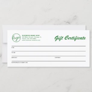 Carte Logo professionnel Green Business Cadeau Certifica