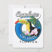 Carte Logo rétro pour explorer Orlando Floride. (Dos)