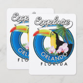 Carte Logo rétro pour explorer Orlando Floride. (Devant / Derrière)