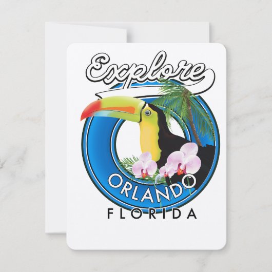 Carte Logo rétro pour explorer Orlando Floride. (Devant)