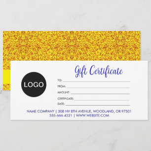 Carte Logo & Script Chic, Gold Business Cadeau Certifica
