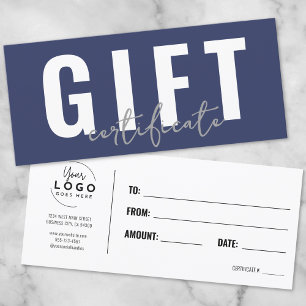 Carte Logo Script moderne Blue Business Certificat cadea