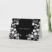 Carte Logo Simple Black White Folk Flowers Anniversaire (Devant)