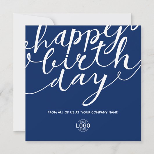 Carte Logo Simple Bleu Blancs Script Entreprise Annivers (Devant)