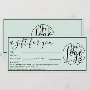 Carte Logo simple de certificat cadeau de bordure verte