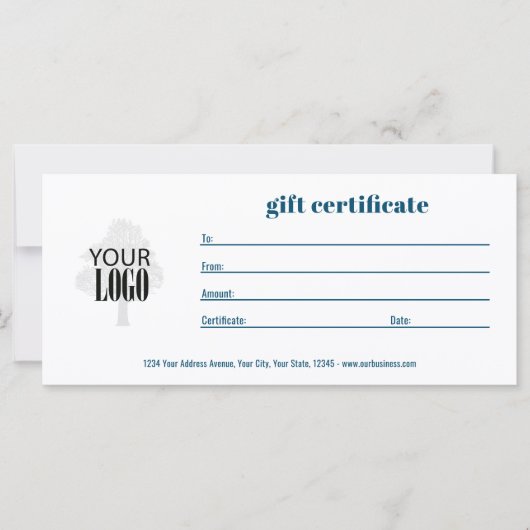 Carte Logo simple QR Code certificat cadeau bleu (Devant)