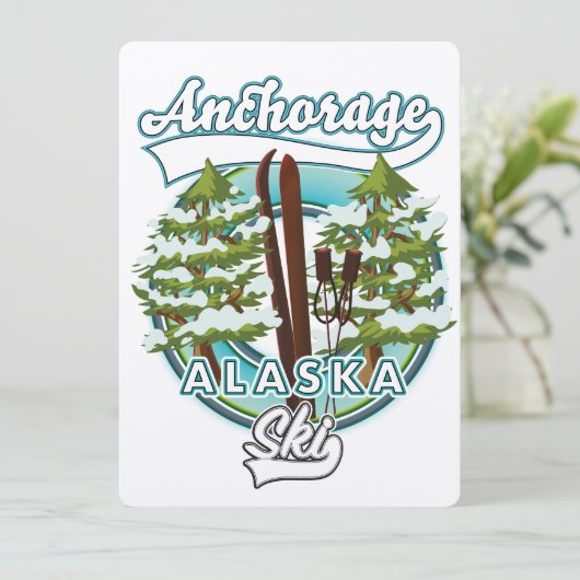 Carte logo ski Anchorage Alaska (Debout devant)