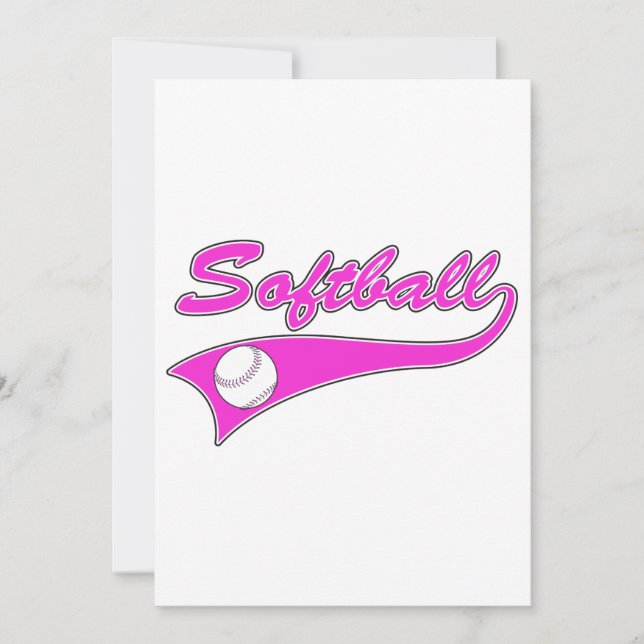 Carte logo texte script softball rose (Devant)