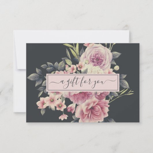 Carte Logo vintage floral foncé | Certificat cadeau (Devant)