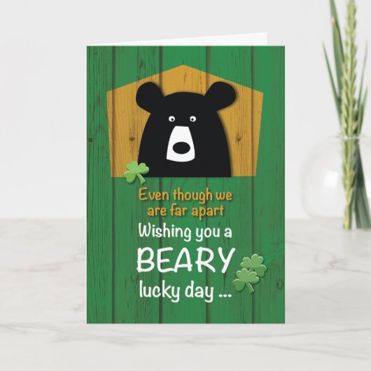Carte Loin, ours & trèfles à la Saint-Patrick (Devant)