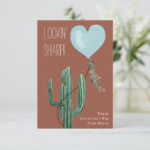 Carte Loin Sharp Cactus Blue Classroom Valentine Photo (Debout devant)