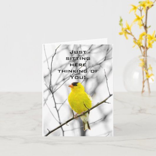 CARTE L'OISEAU DANS L'ARBRE EST HEUREUX COMME PEUT ÊTRE (Fleur jaune)