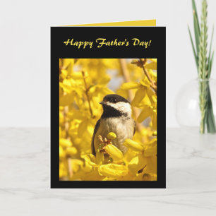 Carte L'oiseau de Chickadee en jaune fleurit la fête des