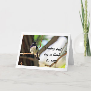 CARTE L'OISEAU SORT SUR UN LIMB POUR DIRE HEUREUX 50E AN