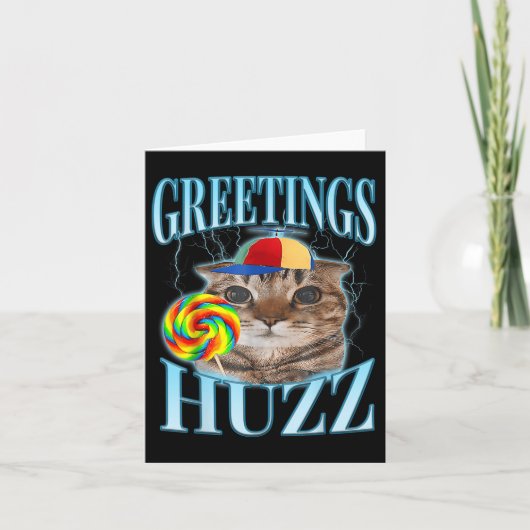 Carte Lollipop Cat Mémorial Salutations Huzz Funny Silly (Devant)