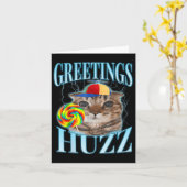 Carte Lollipop Cat Mémorial Salutations Huzz Funny Silly (Fleur jaune)