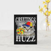 Carte Lollipop Cat Mémorial Salutations Huzz Funny Silly (Fleur jaune)