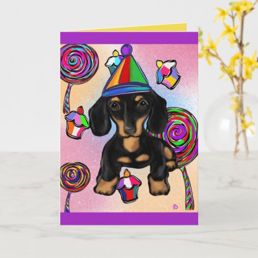 Carte Lollipop Doxie (Fleur jaune)