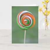 Carte Lollipop orange et verte (Fleur jaune)