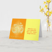 Carte L'OM en oranges et or - Namaste (Fleur jaune)