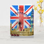 Carte London England Happy Birthday (Fleur jaune)