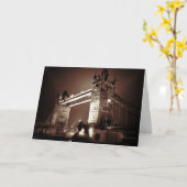 Carte London Tower Bridge à la nuit Sepia couleur Brown (Fleur jaune)
