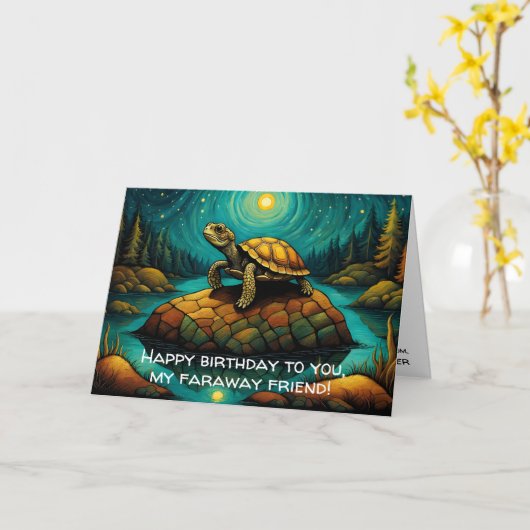 Carte Lonely Turtle Longue distance Ami Anniversaire (Fleur jaune)