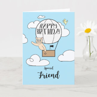 Carte Long Distance Friend Birthday Hot Air Balloon     