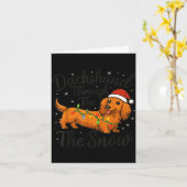 Carte Long Hair Dachshund Through Snow Christmas Pajamas (Fleur jaune)