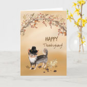 Carte Long Haired Chihuahua Drôle Casquette Thanksgiving (Fleur jaune)