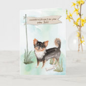 Carte Long Haired Chihuahua Félicitations pour le nouvea (Fleur jaune)