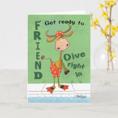 Carte Longhorn Cow Diver Anniversaire pour Ami (Fleur jaune)