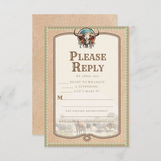 Carte Longhorn Western Reply Card (Devant / Derrière)