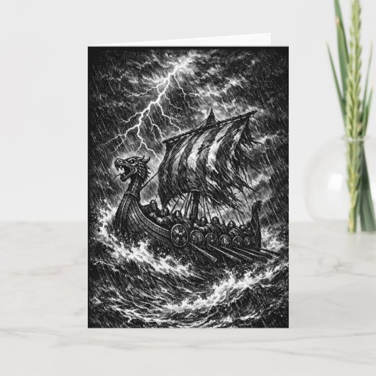 Carte Longship Viking dans la Tempête — Ink Saga Art (Devant)