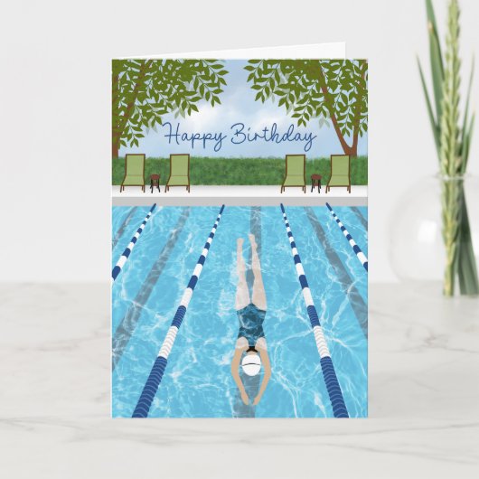 Carte Longueurs de natation d'anniversaire amusantes (Devant)