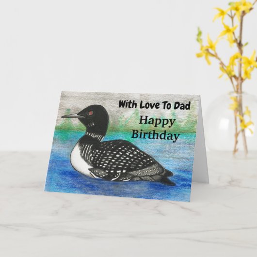 Carte Loon Appelle Avec Amour À Papa Joyeux Anniversaire (Fleur jaune)