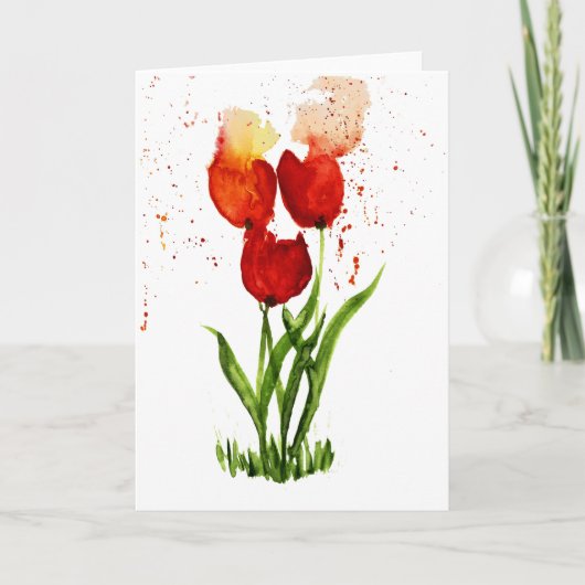 Carte Loose Watercolor Tulips ~ Blank Inside (Devant)