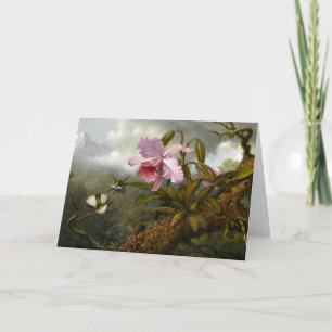 Carte L'orchidée de Cattleya, deux colibris et un scarab