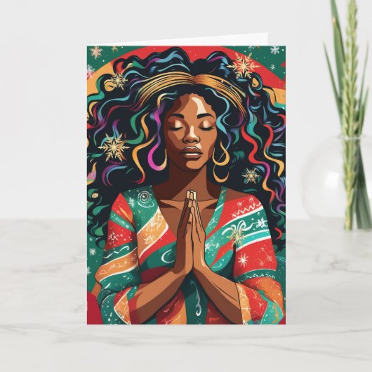 Carte Lord Bless and Keep You Christmas Black Woman (Devant)