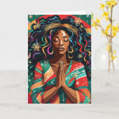 Carte Lord Bless and Keep You Christmas Black Woman (Fleur jaune)