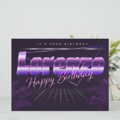 Carte Lorenzo Nom Prénom lila retro (Debout devant)