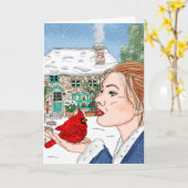 Carte Lorsqu'un cardinal apparaît, un cardinal aimé est  (Fleur jaune)