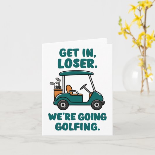 Carte Loser On va faire du golf Funny Retro Golf (Fleur jaune)