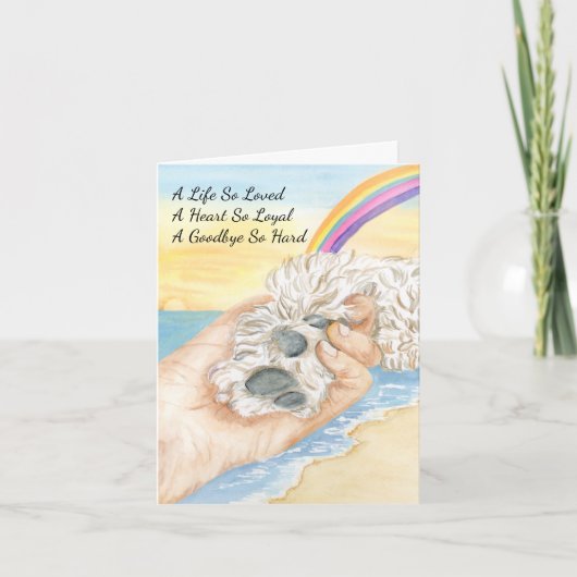 Carte Loss of Dog Paw being Held By Hand With Rainbow (Devant)