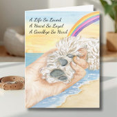 Carte Loss of Dog Paw being Held By Hand With Rainbow