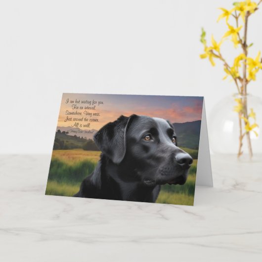 Carte Loss of Pet Dog (Black Lab) Custom Sympathy Card (Fleur jaune)