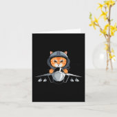 Carte Lot Cat Fighter Jet Funny Aviation Kitty Design  (Fleur jaune)