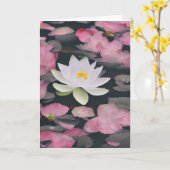 Carte Lotus Blanc Et Fleur De Cerisier Rose Sur L'Étang (Fleur jaune)