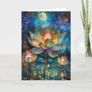Carte Lotus de verre tendu fleurit au clair de lune
